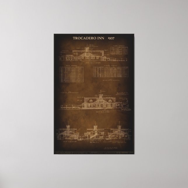 Trocadero Inn Blueprint - San Francisco 1937 Canvas Print (Front)