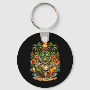Trocal Tiki Crocodile Coffee Skull Volcano Hawaii Keychain