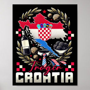 Trogir Croatia Souvenir Croatian Flag Map  Poster