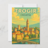 Trogir Croatia Vintage Travel Poster Postcard