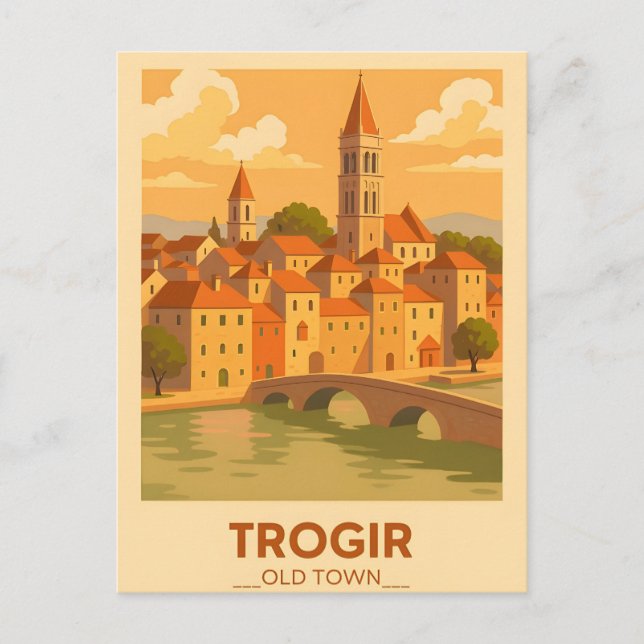 Trogir Croatia Vintage Travel Poster Postcard (Front)