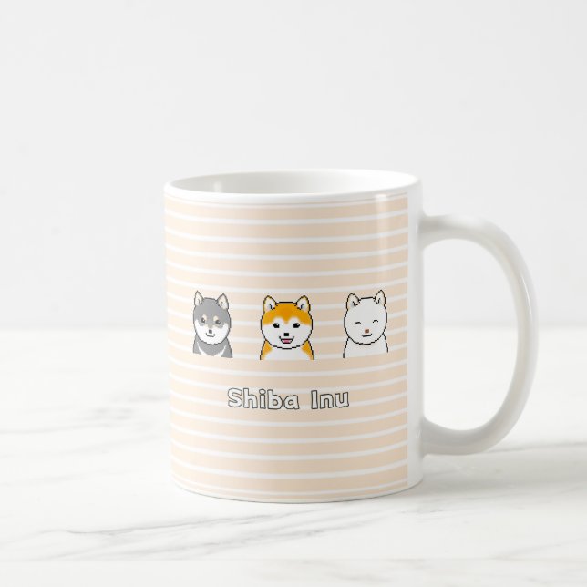 Trois amis Chien Shiba Inu Pixel Art Café Mug (Droite)