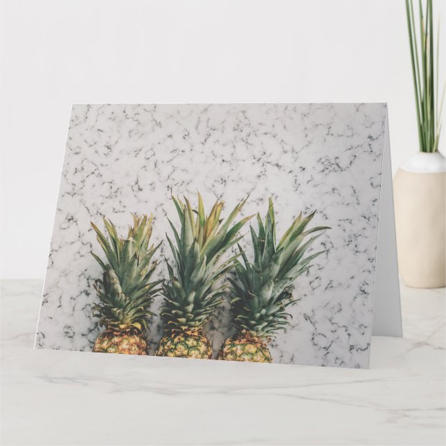 Trois ananas sur une carte de voeux BIG en marbre (Devant)