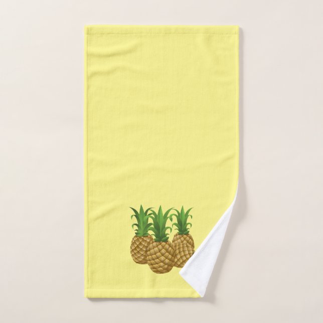 Trois ananas Tropical Jaune Serviette de cuisine (Serviette à main)
