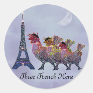 Trois autocollants français de poules