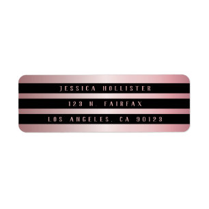 Trois bandes noires et or Rose   Adresse de retour