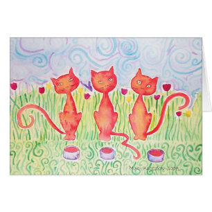 Trois Cartes de Chats Orange ~ Vierge