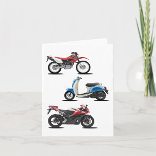 Trois Cartes Moto Rouge Et Bleu