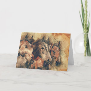Trois Chevaux S'Apprécient Bientôt Carte De Voeux