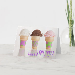 Trois cônes de crème glacée Carte d'anniversaire