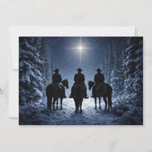 Trois cow-boys guidés par la carte de Noël de l'ét