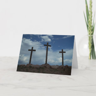 Trois Croix Calvaire Jésus Christ Carte de voeux