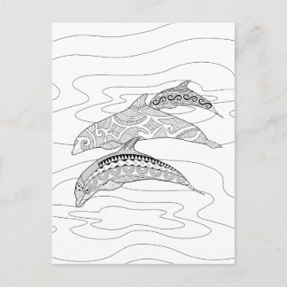 Trois Dolphins Carte postale Couleur Adulte