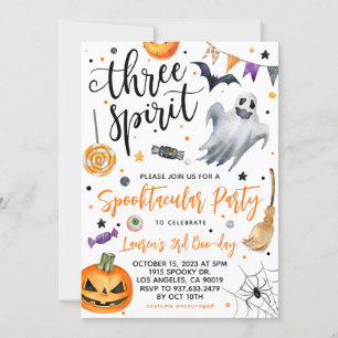 Trois Esprit Éffrayant Halloween Invitation Annive