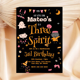 Trois Esprit Halloween Invitation Anniversaire