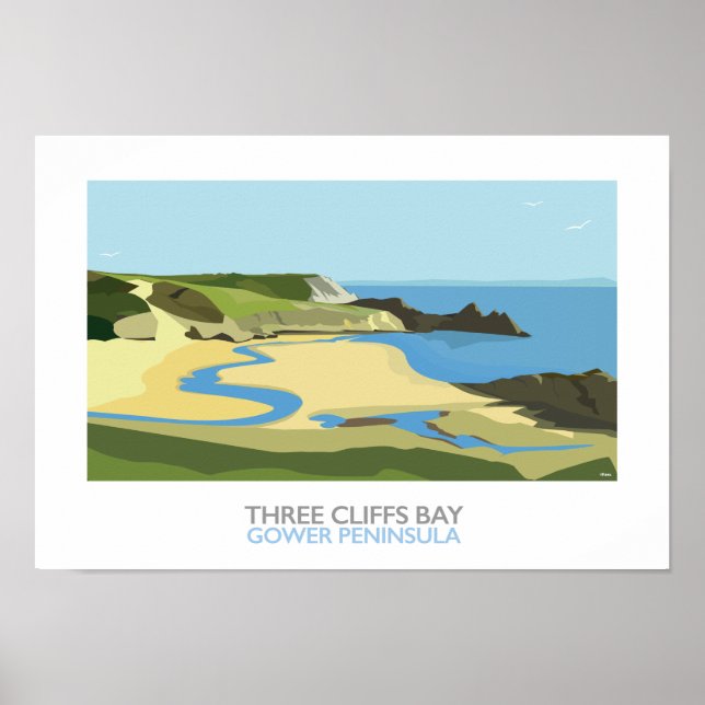 Trois falaises Bay - Poster ferroviaire (Devant)