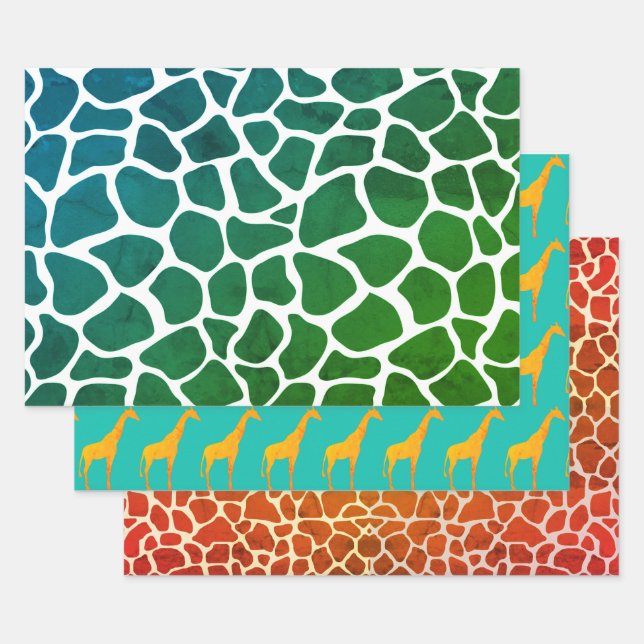 Trois Feuilles De Papier Enveloppé Impression Mult (Lot)