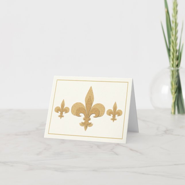 Trois Fleur-De-Lis sur la carte de note de couleur (Devant)