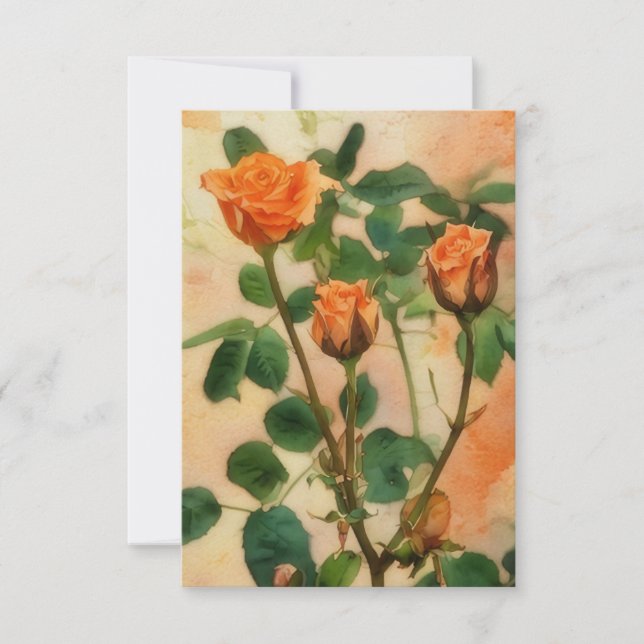 Trois Fleurs Roses orange Carte Plat Art (Devant)
