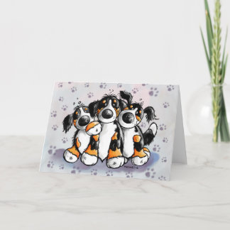 Trois Funny Bernese Mountain Dogs Carte de voeux