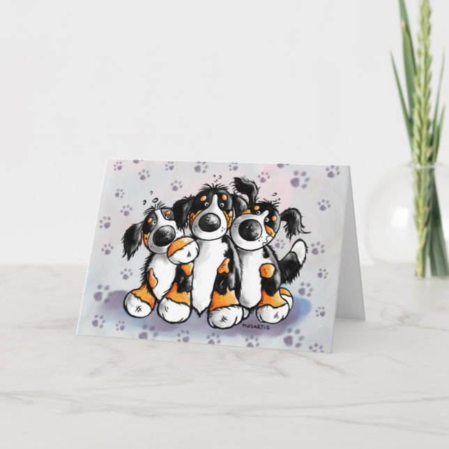 Trois Funny Bernese Mountain Dogs Carte de voeux (Devant)