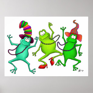 Trois grenouilles dansantes Art Poster