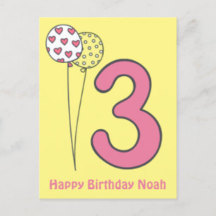 Trois - Jolies Couleurs Enfants Cartes de 3e Anniv