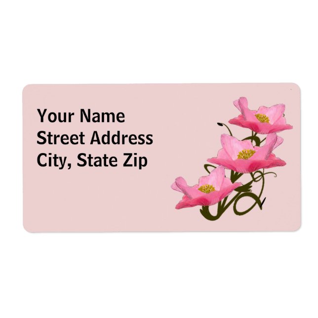 Trois Jolies Fleurs De Pavot Rose Bordure (Devant)