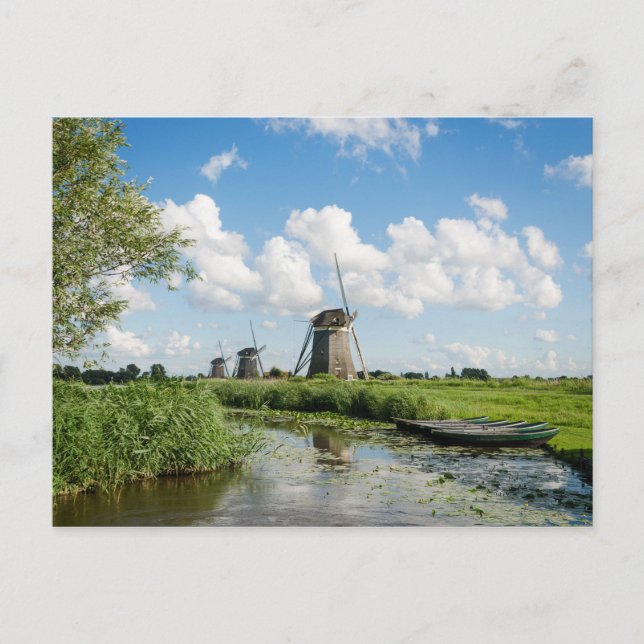 Trois moulins à vent et une carte postale de canal (Devant)