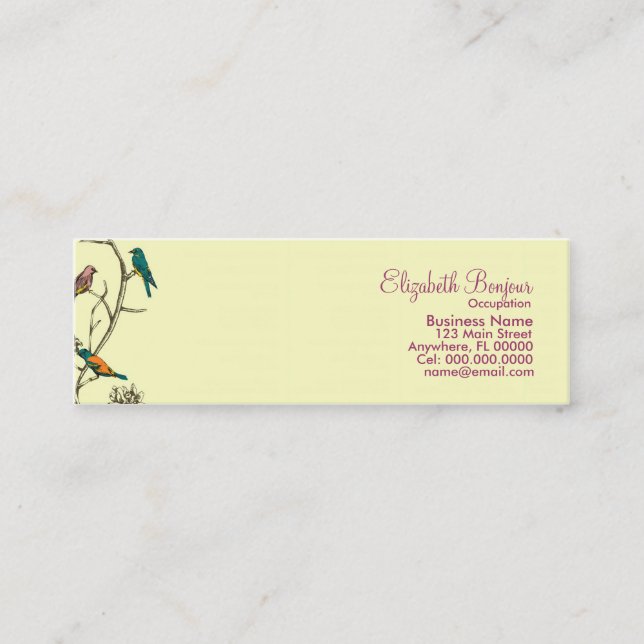 Trois oiseaux parlant ~ Carte de visite (Devant)