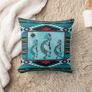 Trois oreiller à lancer Kokopelli Turquoise