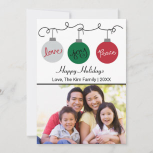 Trois ornements Joyeuses Fêtes - Carte de vœux
