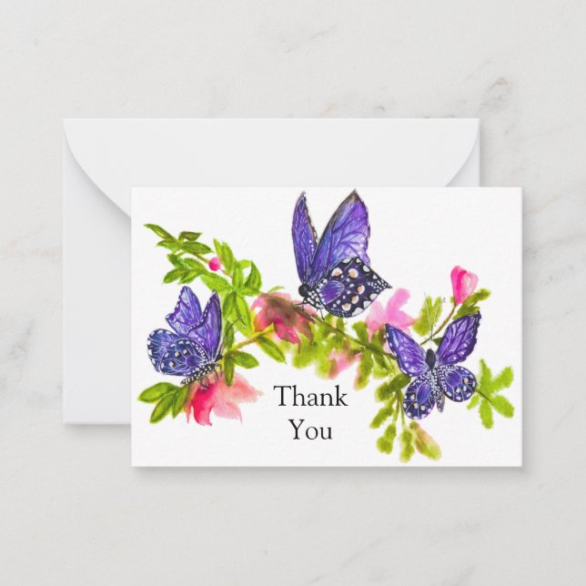 Trois Papillons Merci Cartes (Devant)