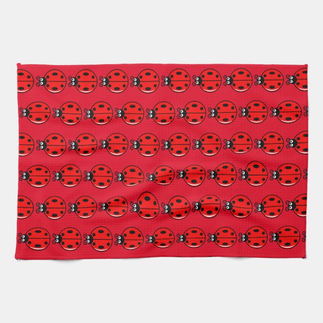 Trois petits Ladybugs - Serviette de cuisine 16" x (Horizontal)