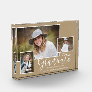 Trois photo Kraft Script Graduation Bloc photo