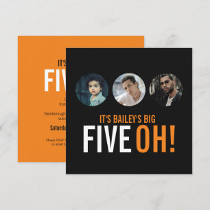 Trois photos 50e FIVEOH! photo invitations d'anniv
