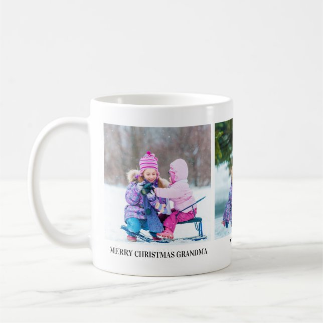 Trois photos Mug cadeau de Noël pour grand-mères (Gauche)