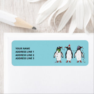 Trois Pingouins Festifs De Noël Avec Texte Personn