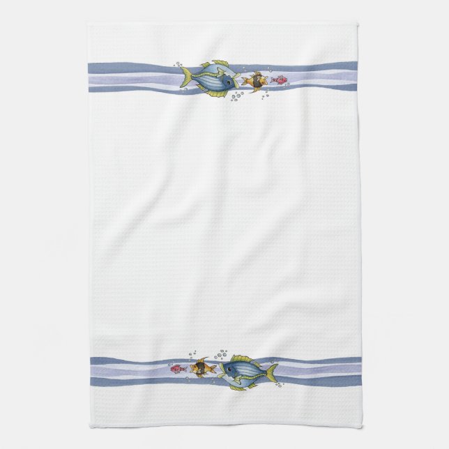 Trois poissons - Serviette de cuisine (Vertical)