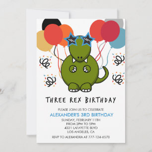 Trois rex invitation d'anniversaire dinosaure 3ème