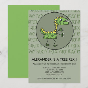 Trois rex invitation d'anniversaire dinosaure 3ème