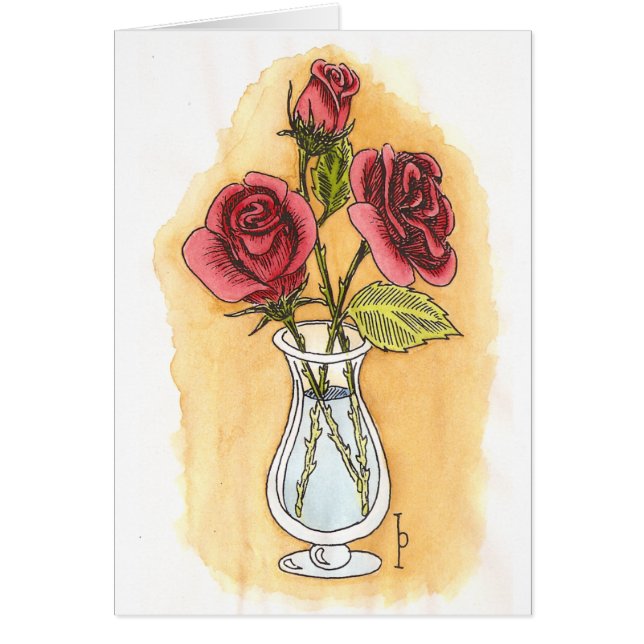 Trois roses - aquarelle (Devant)