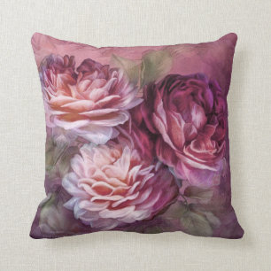Trois roses - Bourgogne - coussin d'art de
