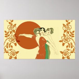 TROIS ROSES, dames d'art déco : SOLEIL D'ÉTÉ