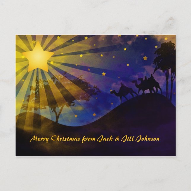 Trois sages et cartes postales d'étoile de Noël (Devant)
