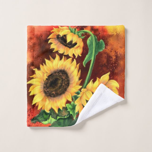 Trois Serviettes De Bain De Tournesols (Gant de toilette)