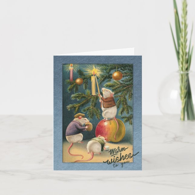 Trois souris Décorent Arbre Carte de Noël (Devant)