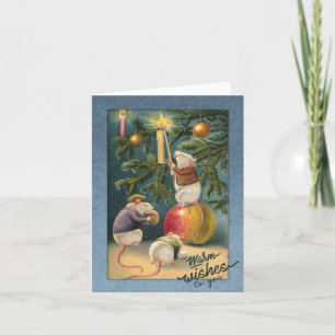Trois souris Décorent Arbre Carte de Noël