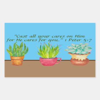 Trois Stickers Succulents aquarelle différents