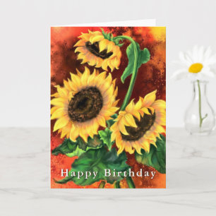 Trois Tournesols Carte d'Anniversaire
